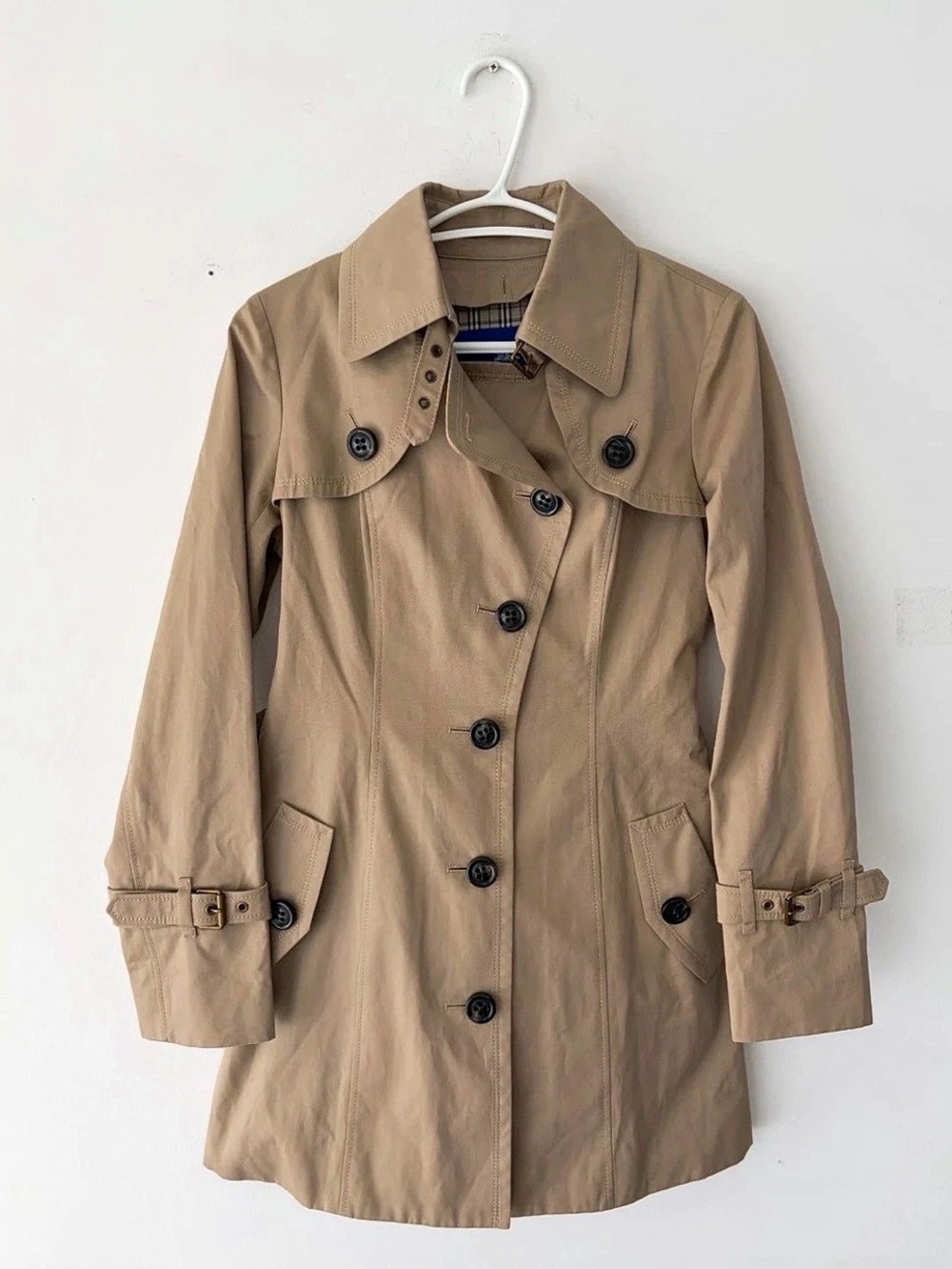 Burberry Plaid Lined Trench Coat in Brown Size XS